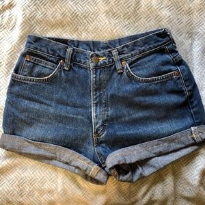 high waisted denim mom shorts